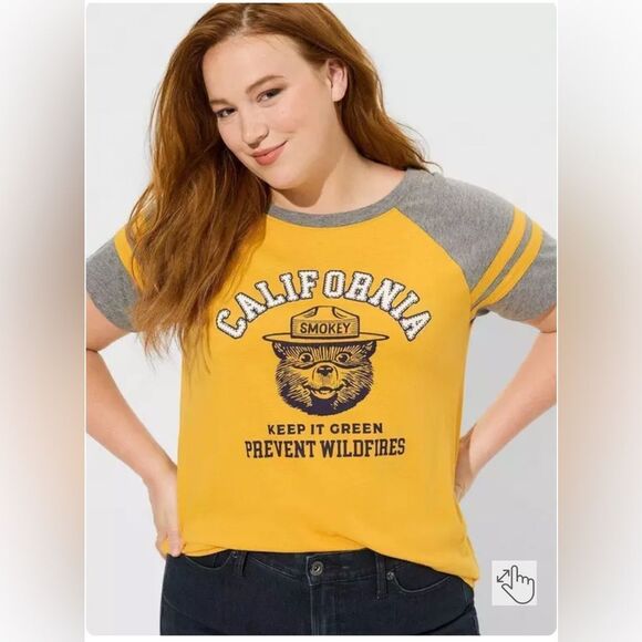 Smokey Bear Classic Fit Cotton Varsity Tee - Picture 1 of 4